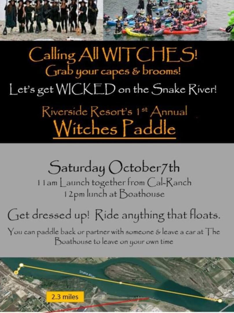 A flyer for the witches paddle event.