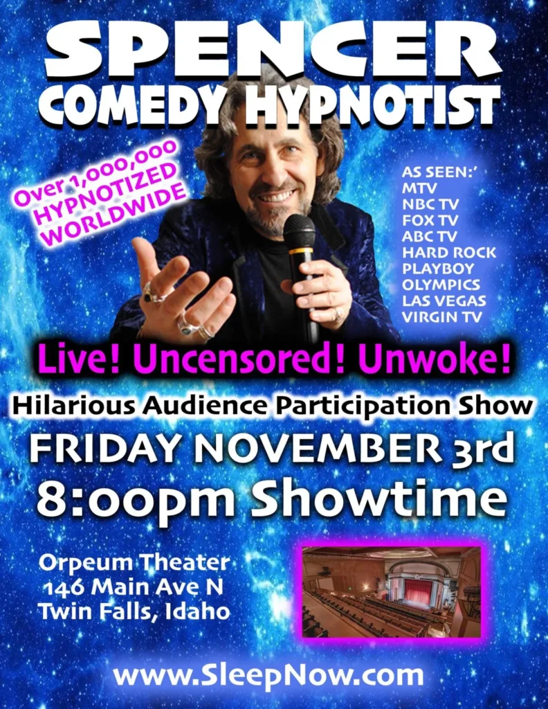 A poster for the comedy hypnotist show.